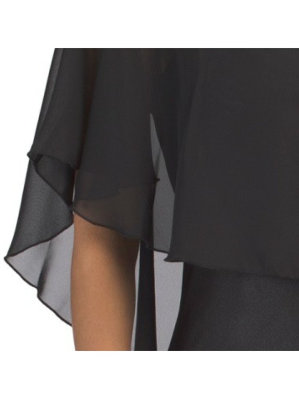 TASH & SOPHIE Made In Usa Satin Dress With Adjustable Straps And Chiffon Capelet - Picture 5 of 5